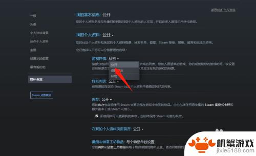 完美世界steam隐私设置公开