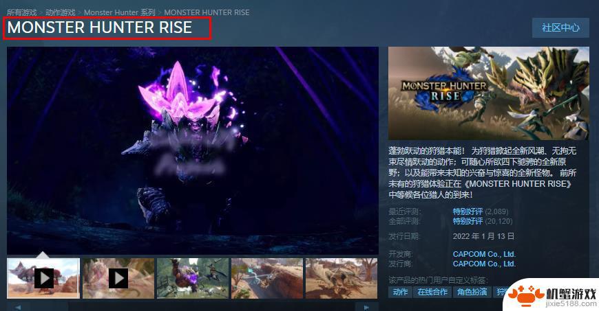怪物猎人崛起steam叫什么名字