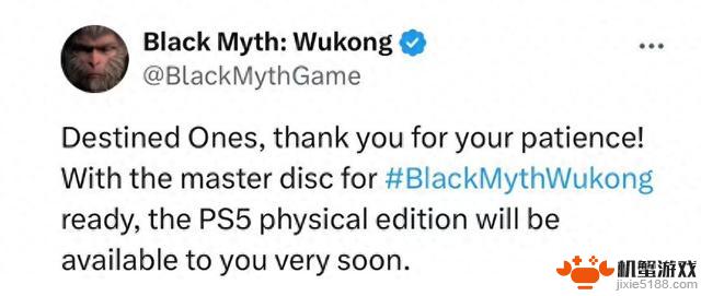 黑神话·悟空》PS5实体版游戏宣布已准备就绪